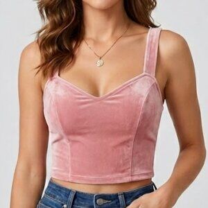 Papaya Women’s Juniors Size Small Dusty Pink Stretch Crop Tank Top Cut Out